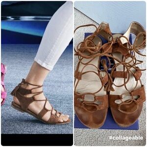 Stuart Weitzman Brown Suede Roman Flat Sandals